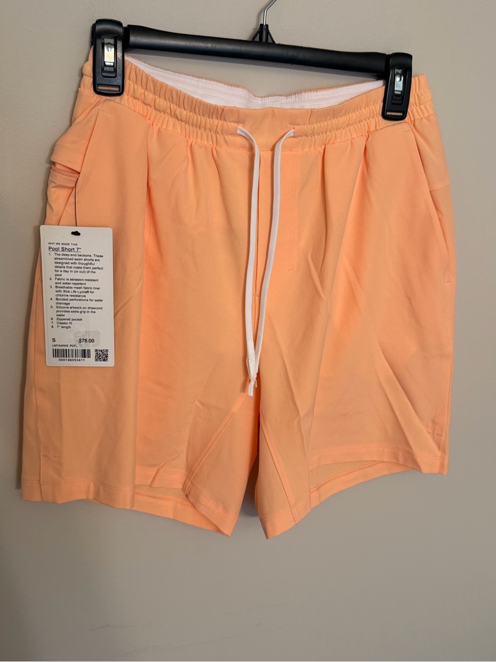 NWT Lululemon Men’s Pool Shorts 7” Inseam in Peach Fuzz